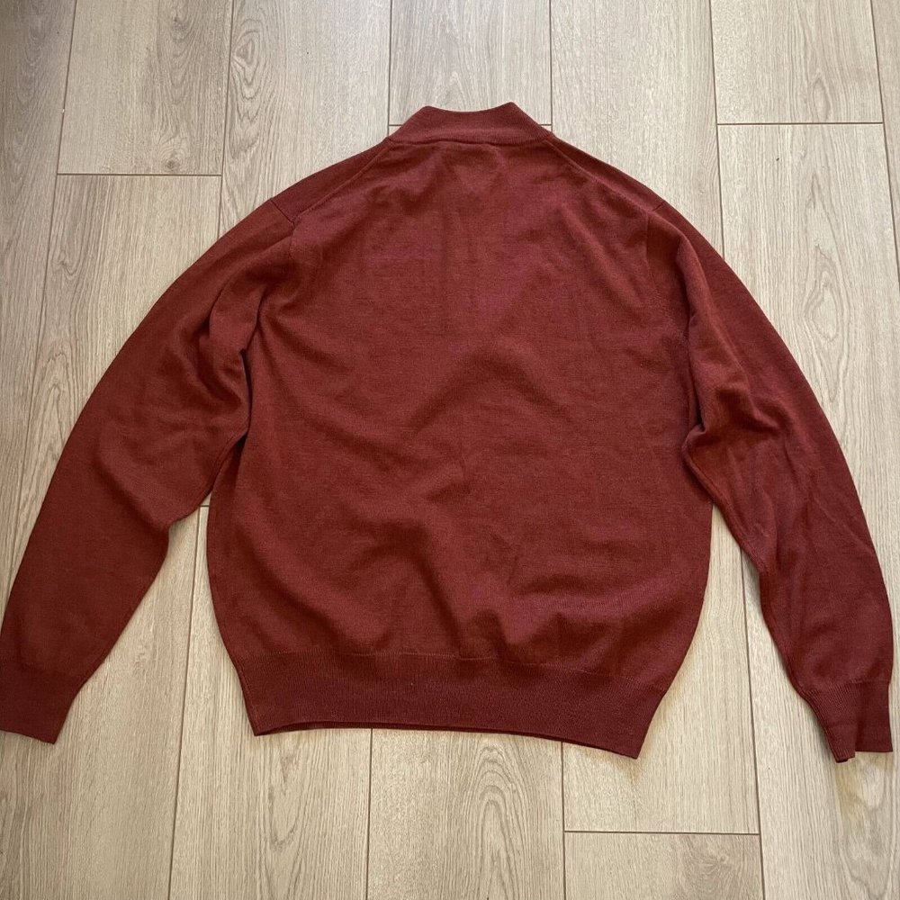 Peter Millar Merino Wool Quarter Zip Pullover Sweater Men L Orange-Red Mock Neck - Picture 9 of 11